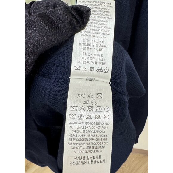 Burberry Women’s Bempton Wool Elbow Check Patches Crewneck Pullover Jumper Navy - Picture 8 of 9